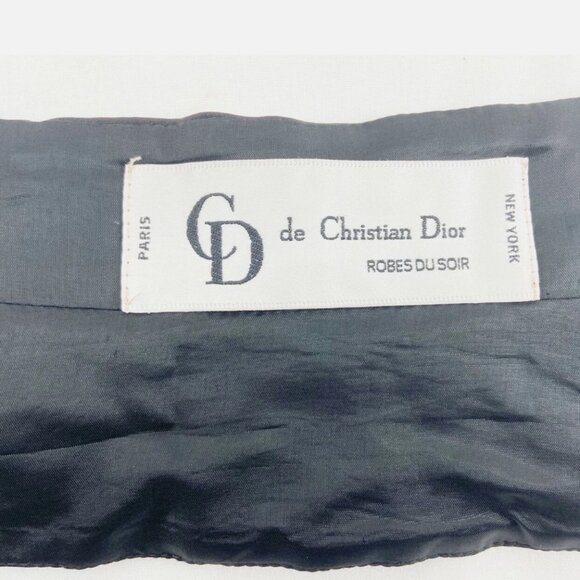 VTG 80's CD de Christian Dior Robes Du Soir Paris Black Silk Belt 8 - Picture 7 of 10